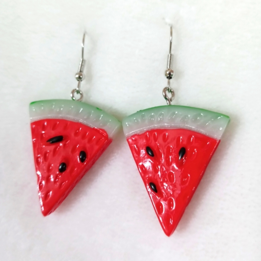 Watermelon fruit slice earrings